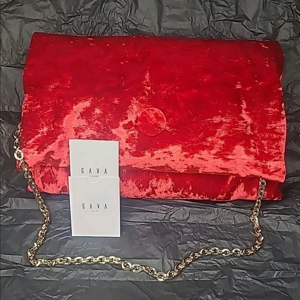 Gava Milano Vitto Pochette L Clutch Purse - Ciniglia Rosso ( Red Chenille )